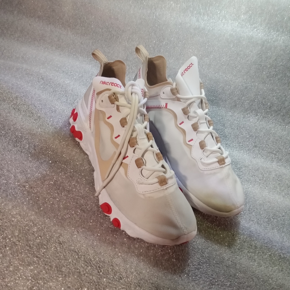 Nike React Element 55 Desert Ore-White Athletic Shoes US 10